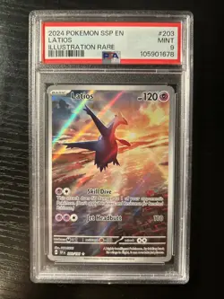 Pokemon TCG Latios Illustration Rare Surging Sparks 203 PSA 9 - Image 1