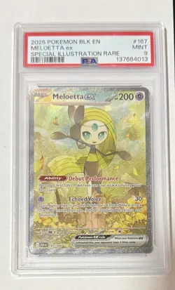2025 POKEMON BLK EN-BLACK BOLT SPECIAL ILLUSTRATION RARE #167 MELOETTA EX PSA 9 - Image 1