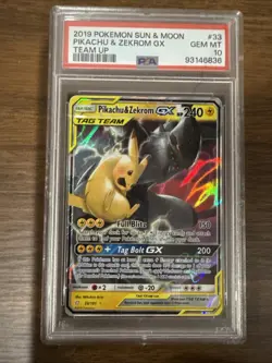 2019 Pokemon Sun & Moon Team Up: Pikachu & Zekrom GX 33 PSA 10 - Image 1