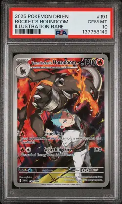 2025 POKEMON DRI EN-DESTINED RIVALS #191 TEAM ROCKET'S HOUNDOOM PSA 10 - Image 1