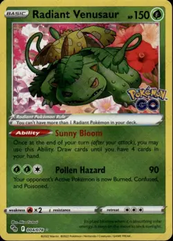 Radiant Venusaur Radiant Rare Pokemon GO 004/078 NM - Image 1