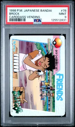 PSA 9 2025 CERT POP 6 BROCK 1998 POKEMON JAPANESE BANDAI CARDDASS VENDING #78 - Image 1