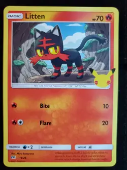 Litten 15/25 - Non-Holo - Pokemon 25th Anniversary McDonalds Promo - Mint - Image 1