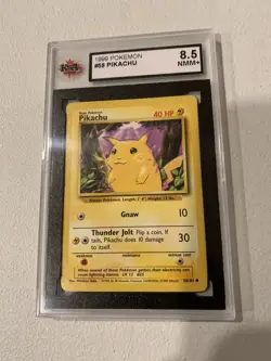 Pokemon - Pikachu (Yellow Cheeks) 58/102 - Base Set - KSA 8.5 NMM+ *See Pics* - Image 1
