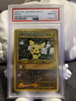 Pokemon Pichu #172 Reverse Holo Neo File 2 Promo 2000 PSA 10 Gem Mint - Image 1