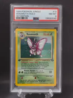 1999 Pokemon Jungle Venomoth Holo 1st Edition PSA 8 - Image 1