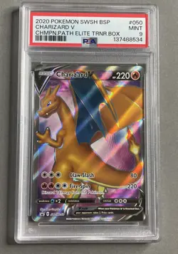 Pokemon PSA 9 Mint Charizard V SWSH050 Champions Path ETB Promo - Image 1