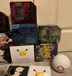 Lot Of 9 Pokemon Celebrations Empty ETB & Tins Boxes - Image 5
