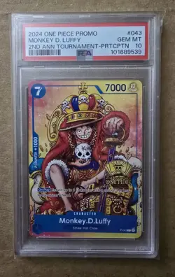 Monkey.D.Luffy (2nd Anniversary Stamped Promo) P-043 One Piece Promotion PSA 10 - Image 1