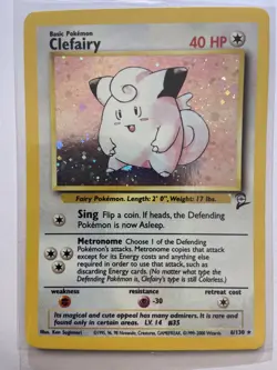 Pokemon Card - Clefairy 6/130 - Base Set 2 - Holo Rare - WOTC - LP - Image 1