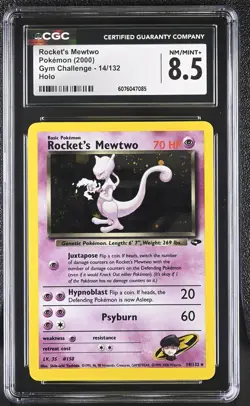 CGC 8.5 Rocket's Mewtwo 2000 Gym Challenge 14/132 Holo Pokemon Card - Image 1