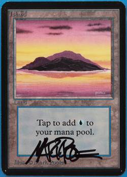 Island (A Purple) Alpha NM Basic Land SIGNED MAGIC CARD (ID# 504624) ABUGames - Image 1