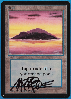 Island (A Purple) Alpha NM Basic Land SIGNED MAGIC CARD (ID# 504626) ABUGames - Image 1