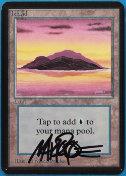 Island (A Purple) Alpha NM Basic Land SIGNED MAGIC CARD (ID# 504607) ABUGames - Image 1