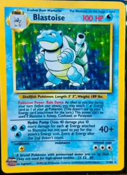 Blastoise 002/102 Base Set Holo Pokemon Card - Unlimited - Excellent Condition - Image 1