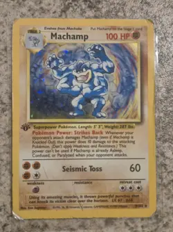 Pokemon TCG Machamp Holo Rare Card WOTC First Edition, MP Base Set, 8/102 - Image 1