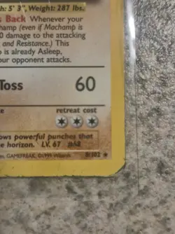 Pokemon TCG Machamp Holo Rare Card WOTC First Edition, MP Base Set, 8/102 - Image 3