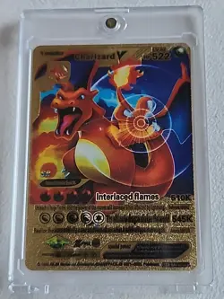 Pokemon Charizard V 522HP Gold Foil Fan Art Card SRL 07-03 INTERLACED FLAMES - Image 1