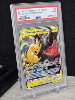 Pokemon Card TCG Pikachu & Zekrom GX Sun & Moon Team Up 2019 Holo 33/181 PSA 9 - Image 1