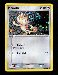 2004 Pokemon MEOWTH Ex FireRed & LeafGreen Set REVERSE HOLO Card 69/112 SWIRL NM - Image 1