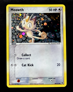 2004 Pokemon MEOWTH Ex FireRed & LeafGreen Set REVERSE HOLO Card 69/112 SWIRL NM - Image 3