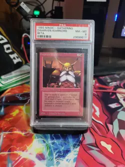1993 Magic the Gathering Dwarven Warriors Beta PSA 8 NM-MT Vintage MTG - Image 1
