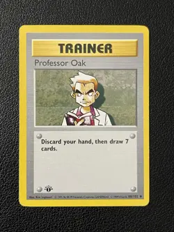 1999 Pokemon Base 1st Edition #88/102 Professor Oak Card - Image 1
