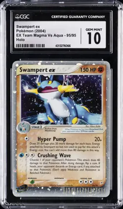 2004 POKEMON EX TEAM MAGMA VS AQUA HOLO #95 SWAMPERT EX CGC 10 GEM MINT - Image 1
