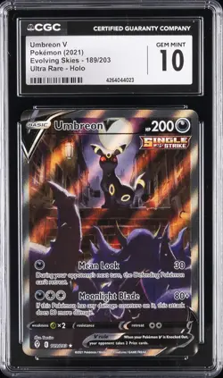 2021 POKEMON EVOLVING SKIES #189 UMBREON CGC 10 GEM MINT - Image 1