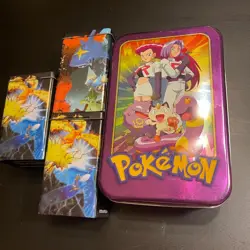 Topps 1999 Pokemon Team Rocket Tin TV Animated Edition + 3 Magma vs. Aqua Tins - Image 1