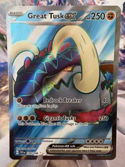 Pokemon TCG Great Tusk EX Scarlet & Violet Base Set Holo Double Rare - Image 2