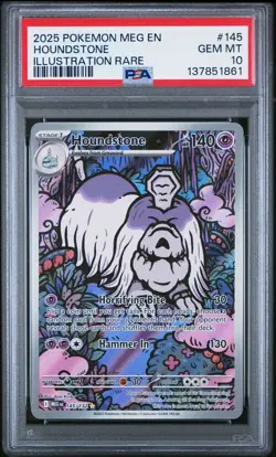 2025 POKEMON MEG EN-MEGA EVOLUTION ILLUSTRATION RARE #145 HOUNDSTONE PSA 10 - Image 1