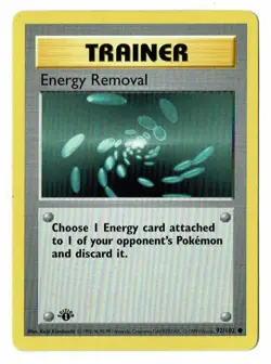 🚨 Energy Removal 92/102 - 1st Edition SHADOWLESS - Pokemon Base Set Trainer - Image 1
