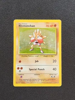 Hitmonchan Holo Base Set Unlimited 7/102 Pokemon Heavily Played X1 - Image 1