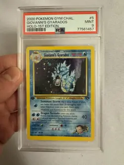 2000 Pokemon 1st Edition Giovanni’s Gyarados Holo Rare Gym Challenge 5/132 PSA 9 - Image 1