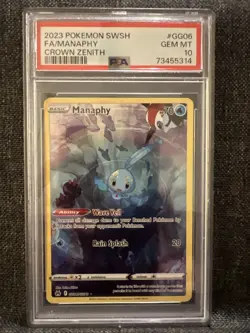 2023 Pokemon SWSH FA/Manaphy Crown Zenith #GG06 PSA 10 Gem Mint Slab - Image 1