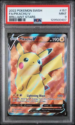 PSA 9 Pikachu V Full Art Ultra Rare 157/172 - 2022 Pokemon Brilliant Stars - Image 1