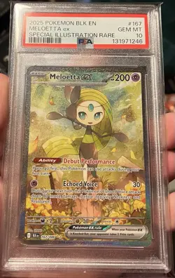 2025 POKEMON BLK EN-BLACK BOLT SPECIAL ILLUSTRATION RARE #167 MELOETTA EX PSA 10 - Image 1