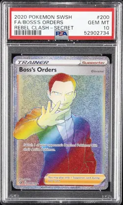 2020 POKEMON SWORD & SHIELD REBEL CLASH SECRET FULL ART/BOSS'S ORDERS PSA 10 - Image 1