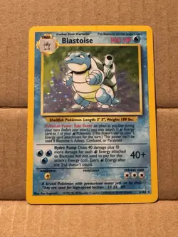 Blastoise Base Set Holo 2/102 - Vintage Pokemon Card - MP - Original 1999 - Image 1