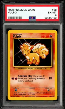PSA 6 Base Set Unlimited Vulpix 68/102 "HP" ERROR Pokemon Cards 1999🔥 - Image 1