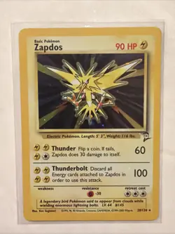 Pokemon TCG Zapdos Holo Rare Unlimited Card 20/130 Base Set 2 - Image 1