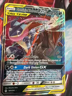 Pokemon Unbroken Bonds Greninja & Zoroark GX Holo Card 107/214 - Image 2