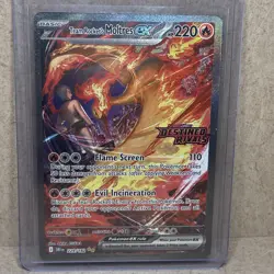 Team Rocket's Moltres Ex 229/182 Pokemon Destined Rivals Stamped Promo Card - Image 1