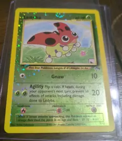 Ledyba 7/18 Southern Islands 2001 Holo Rare ONE AND A HALF SWIRLS Pokemon Card - Image 2
