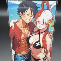 Luffy & Uta One Piece Anime Waifu Card Doujin ACG Goddess Holo - Image 1