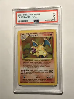 PSA 5 Excellent Holo Charizard 4/102 Base Set Unlimited 1999 Pokemon Card - Image 1
