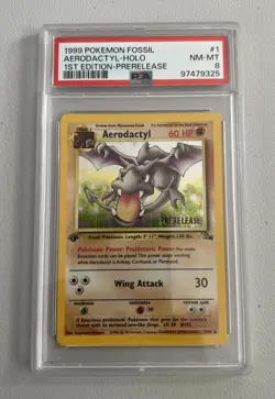Aerodactyl 1st Edition RARE Prerelease POKEMON Card PSA 8 NM-MT FOSSIL Holo 1/62 - Image 1