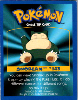 Pokemon Kellogg Game Tip Card Snorlax #143 LP - Image 2
