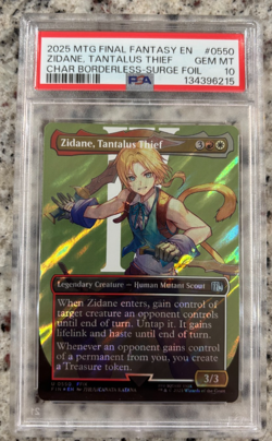 MTG FINAL FANTASY CHARACTER BORDERLESS SURGE FOIL Zidane, Tantalus Thief PSA 10 - Image 1